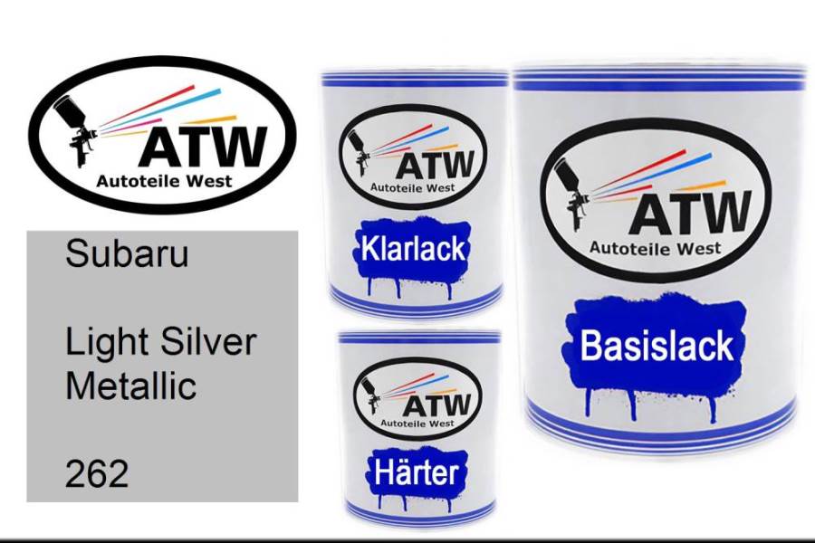 Subaru, Light Silver Metallic, 262: 1L Lackdose + 1L Klarlack + 500ml Härter - Set, von ATW Autoteile West.